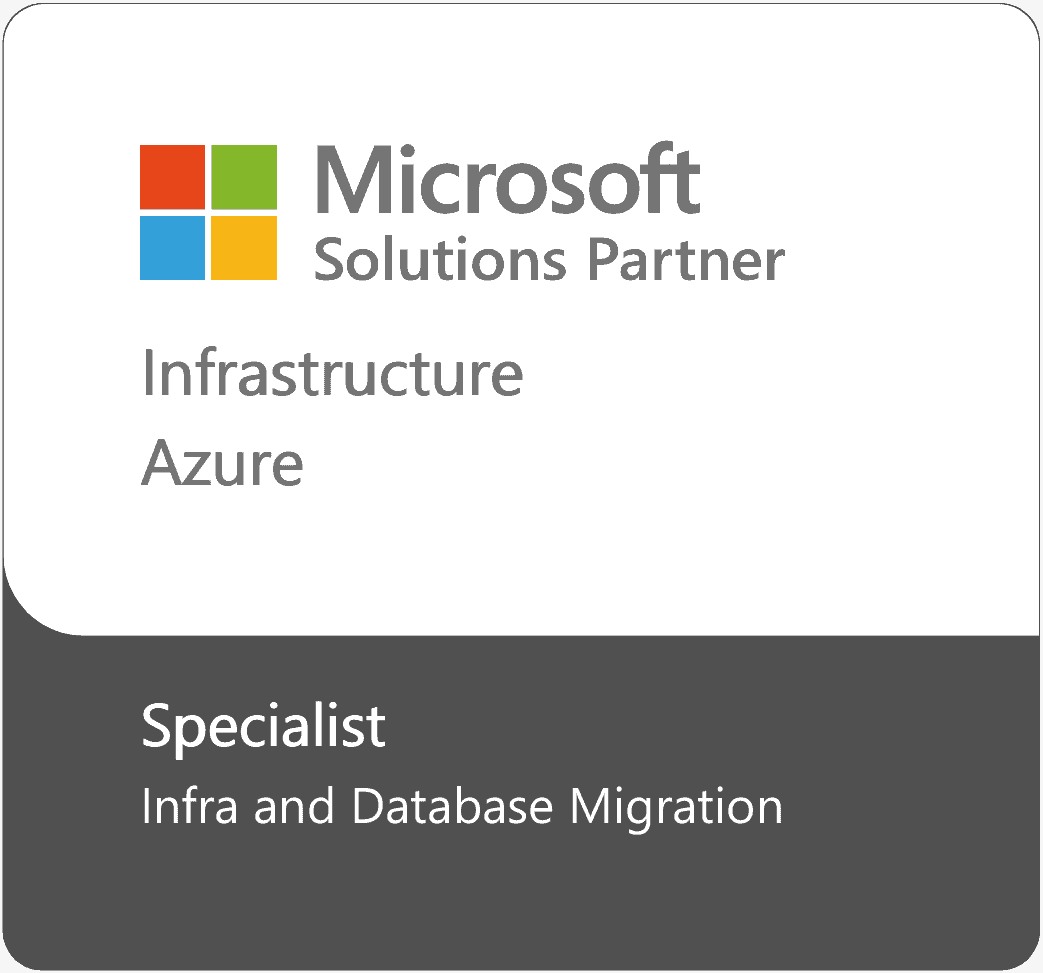 Microsoft Solutions Partner Infrastructure Azure Specialist Infra and Database Migration logo.