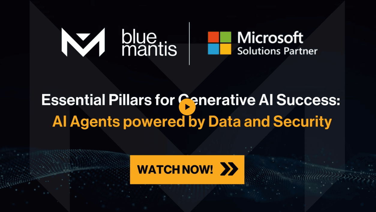 Slide: essential pillars for generative AI success, AI agents powered by data and security